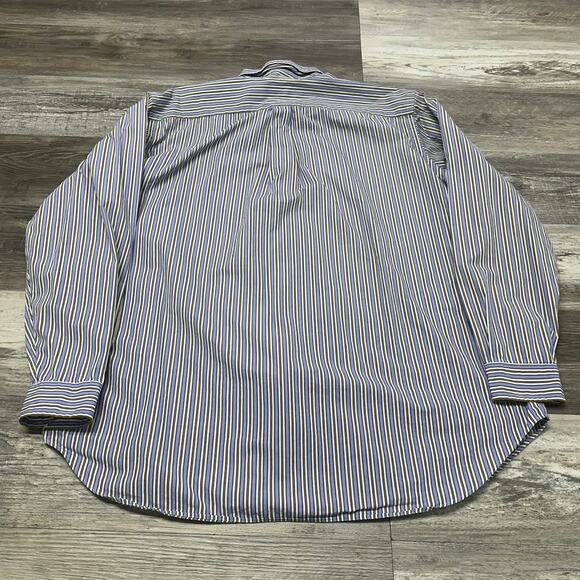 Vintage Y2K Ralph Lauren Blue Striped Mens 2XLT Classic Fit Button Down Shirt - Picture 3 of 9